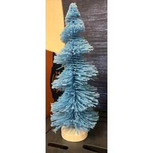 Bottle Brush Tree Blue Flocked Glitter Vintage Style Christmas Twisted Suess 13"